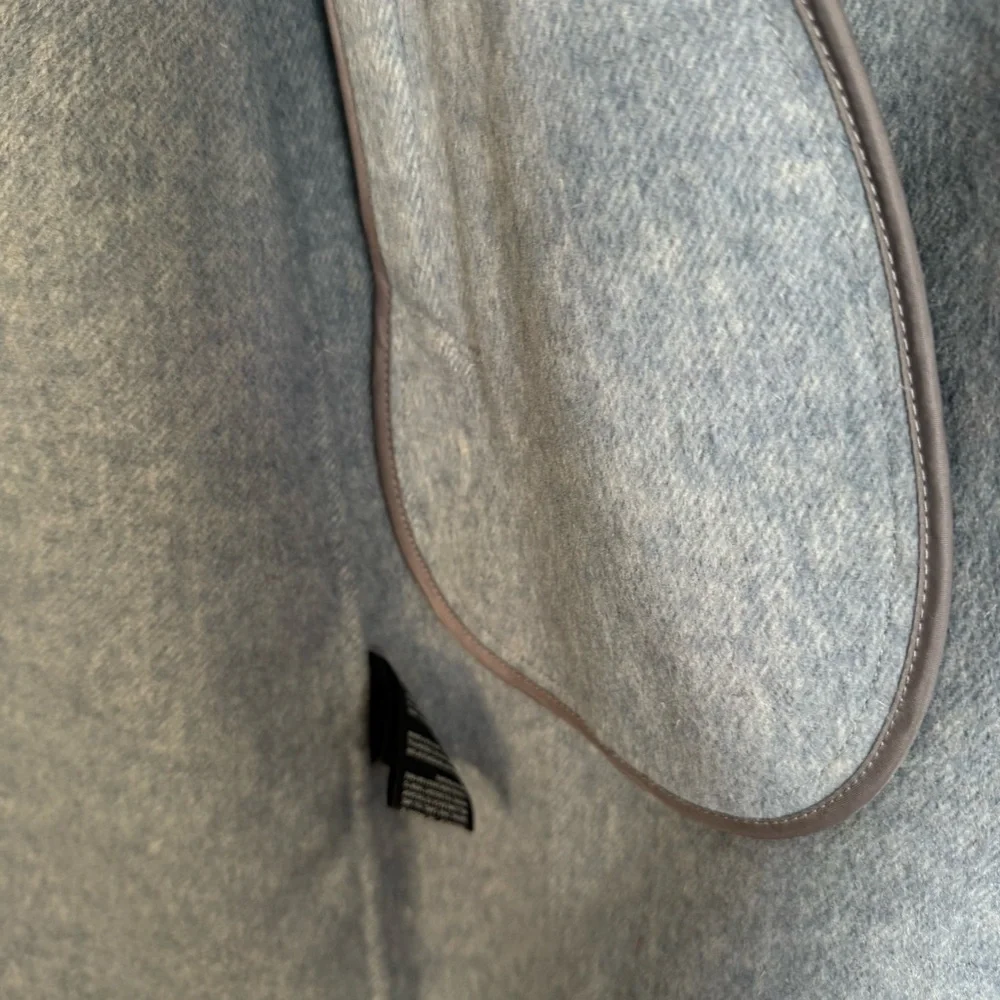 NWT Classic Women's Blue Gray Herringbone Trench Wool Coat Size M - Picture 9 of 15